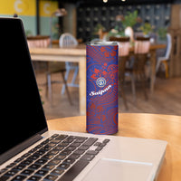 Saipan Northern Mariana Islands Skinny Tumbler Polynesian Tribal Tattoo Art With Hibiscus Flowers And Seal TS04 - Polynesian Pride