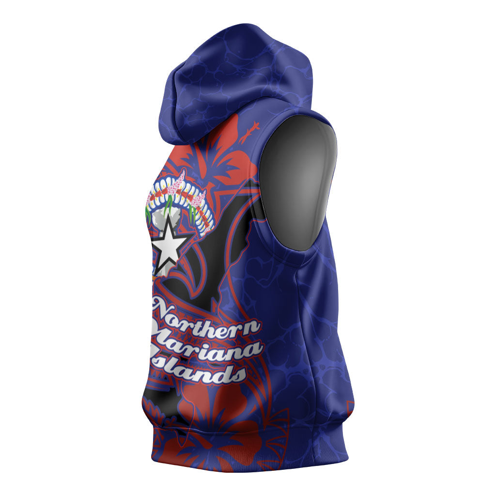 Saipan Northern Mariana Islands Sleeveless Hoodie Polynesian Tribal Tattoo Art With Hibiscus Flowers And Seal TS04 - Polynesian Pride
