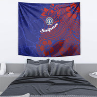 Saipan Northern Mariana Islands Tapestry Polynesian Tribal Tattoo Art With Hibiscus Flowers And Seal