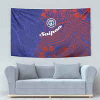 Saipan Northern Mariana Islands Tapestry Polynesian Tribal Tattoo Art With Hibiscus Flowers And Seal