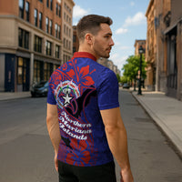 Saipan Northern Mariana Islands Zipper Polo Shirt Polynesian Tribal Tattoo Art With Hibiscus Flowers And Seal TS04 - Polynesian Pride