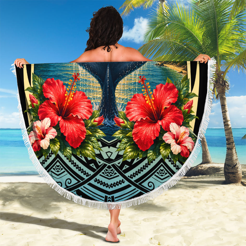 Personalized Masefau American Samoa Whale Beach Blanket Polynesian Tribal Pattern Tropical Hibiscus