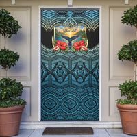 Personalized Masefau American Samoa Whale Door Cover Polynesian Tribal Pattern Tropical Hibiscus