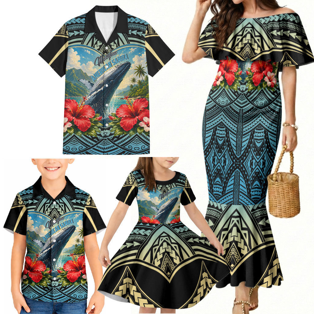 Personalized Masefau American Samoa Whale Family Matching Mermaid Dress and Hawaiian Shirt Polynesian Tribal Pattern Tropical Hibiscus TS04 - Polynesian Pride