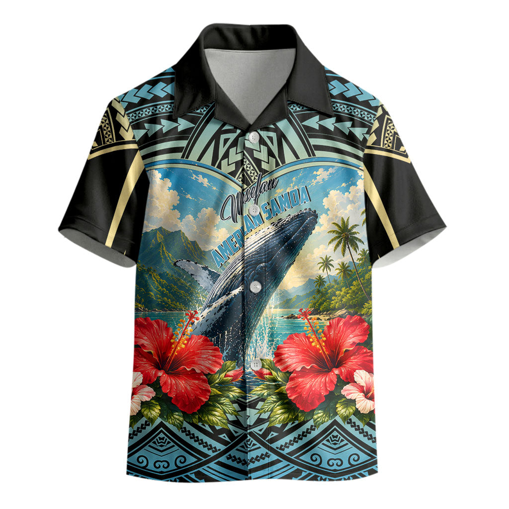 Personalized Masefau American Samoa Whale Kid Hawaiian Shirt Polynesian Tribal Pattern Tropical Hibiscus