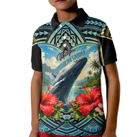 Personalized Masefau American Samoa Whale Kid Polo Shirt Polynesian Tribal Pattern Tropical Hibiscus