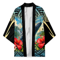 Personalized Masefau American Samoa Whale Kimono Polynesian Tribal Pattern Tropical Hibiscus