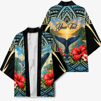 Personalized Masefau American Samoa Whale Kimono Polynesian Tribal Pattern Tropical Hibiscus