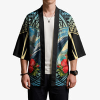 Personalized Masefau American Samoa Whale Kimono Polynesian Tribal Pattern Tropical Hibiscus