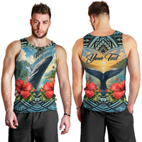 Personalized Masefau American Samoa Whale Men Tank Top Polynesian Tribal Pattern Tropical Hibiscus