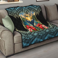Personalized Masefau American Samoa Whale Quilt Polynesian Tribal Pattern Tropical Hibiscus