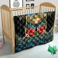 Personalized Masefau American Samoa Whale Quilt Polynesian Tribal Pattern Tropical Hibiscus