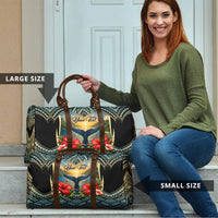 Personalized Masefau American Samoa Whale Travel Bag Polynesian Tribal Pattern Tropical Hibiscus
