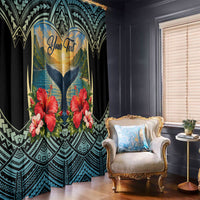 Personalized Masefau American Samoa Whale Window Curtain Polynesian Tribal Pattern Tropical Hibiscus