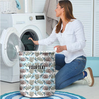 Personalized Masefau American Samoa Laundry Basket Vintage Whale Hibiscus Ocean Waves