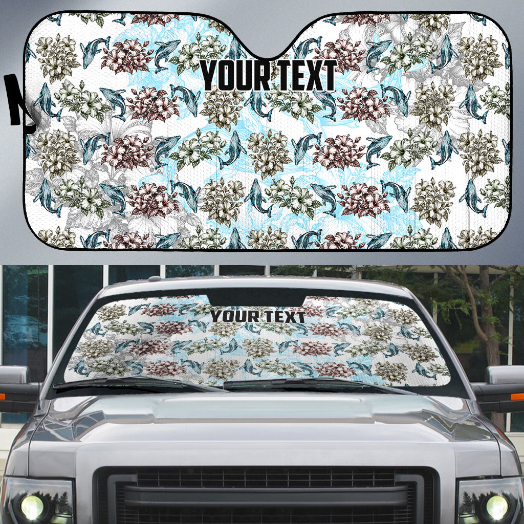 Personalized Masefau American Samoa Auto Sun Shade Vintage Whale Hibiscus Ocean Waves