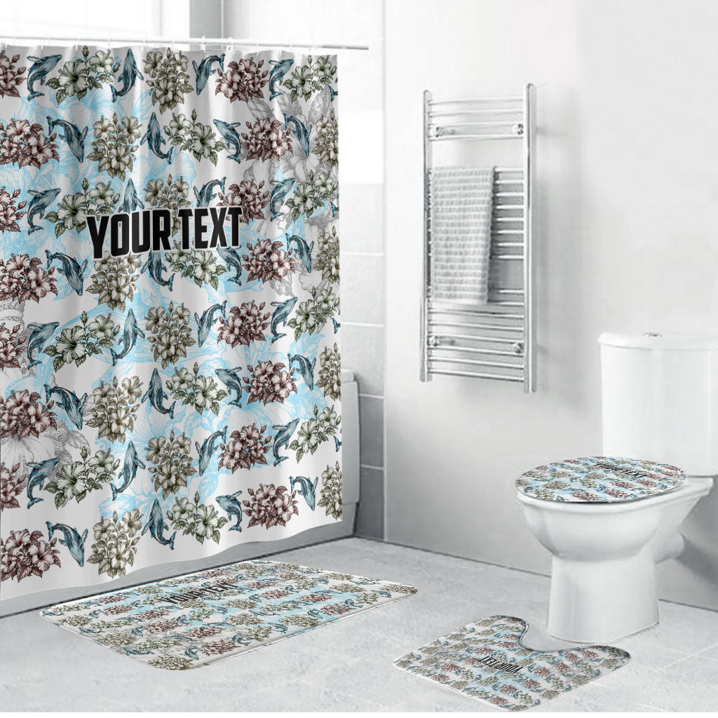 Personalized Masefau American Samoa Bathroom Set Vintage Whale Hibiscus Ocean Waves