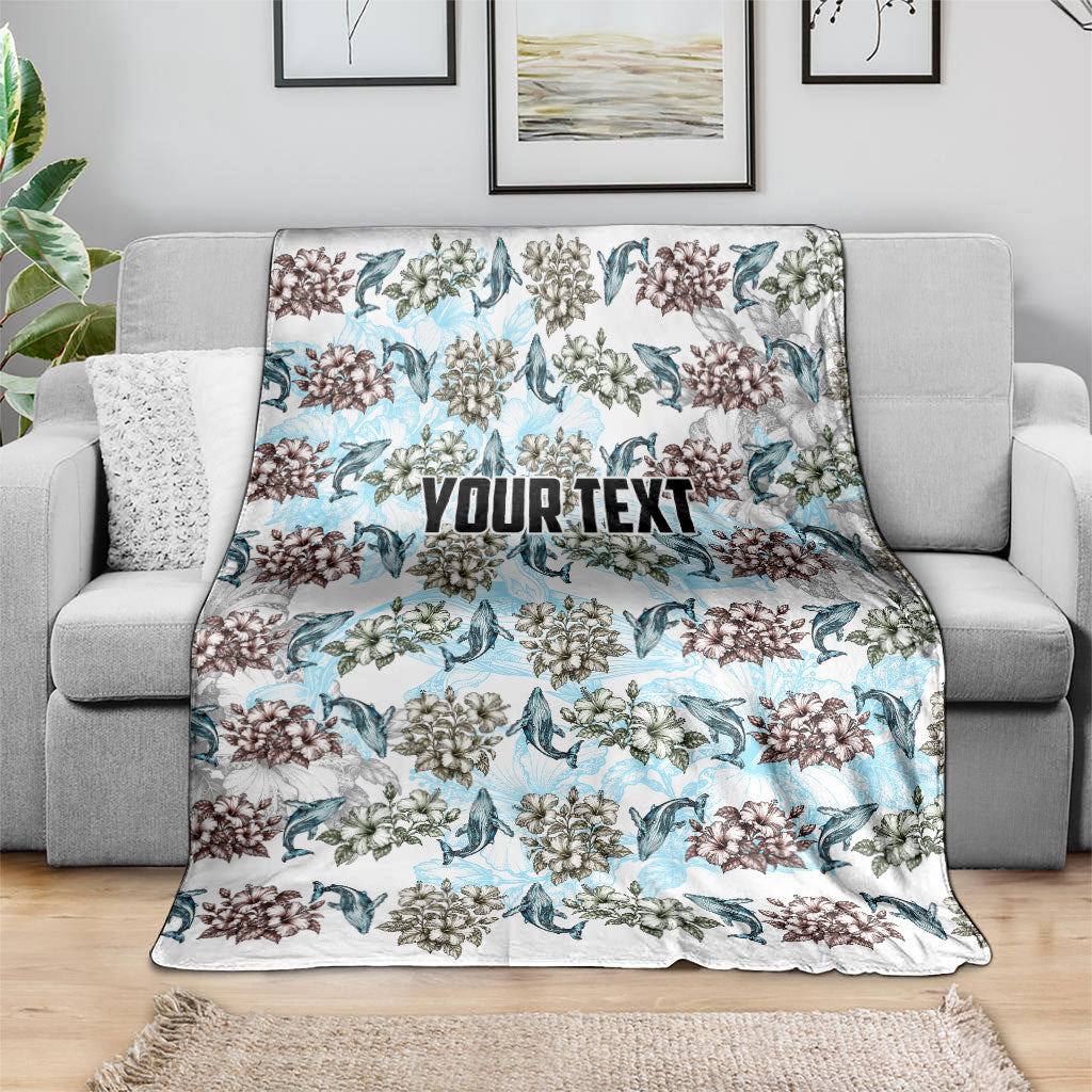 Personalized Masefau American Samoa Blanket Vintage Whale Hibiscus Ocean Waves