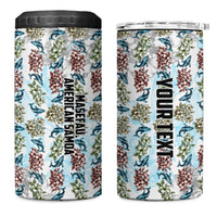 Personalized Masefau American Samoa 4 in 1 Can Cooler Tumbler Vintage Whale Hibiscus Ocean Waves