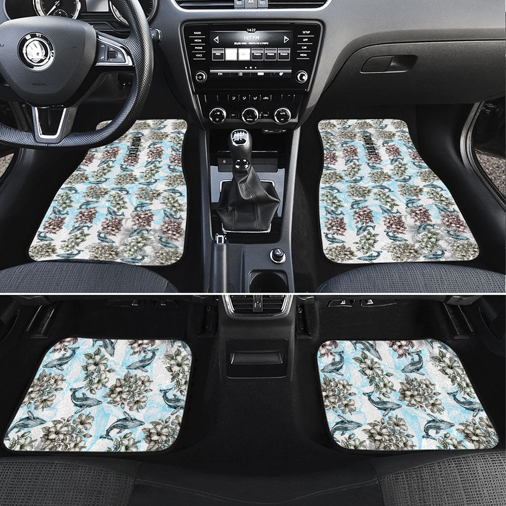 Personalized Masefau American Samoa Car Mats Vintage Whale Hibiscus Ocean Waves