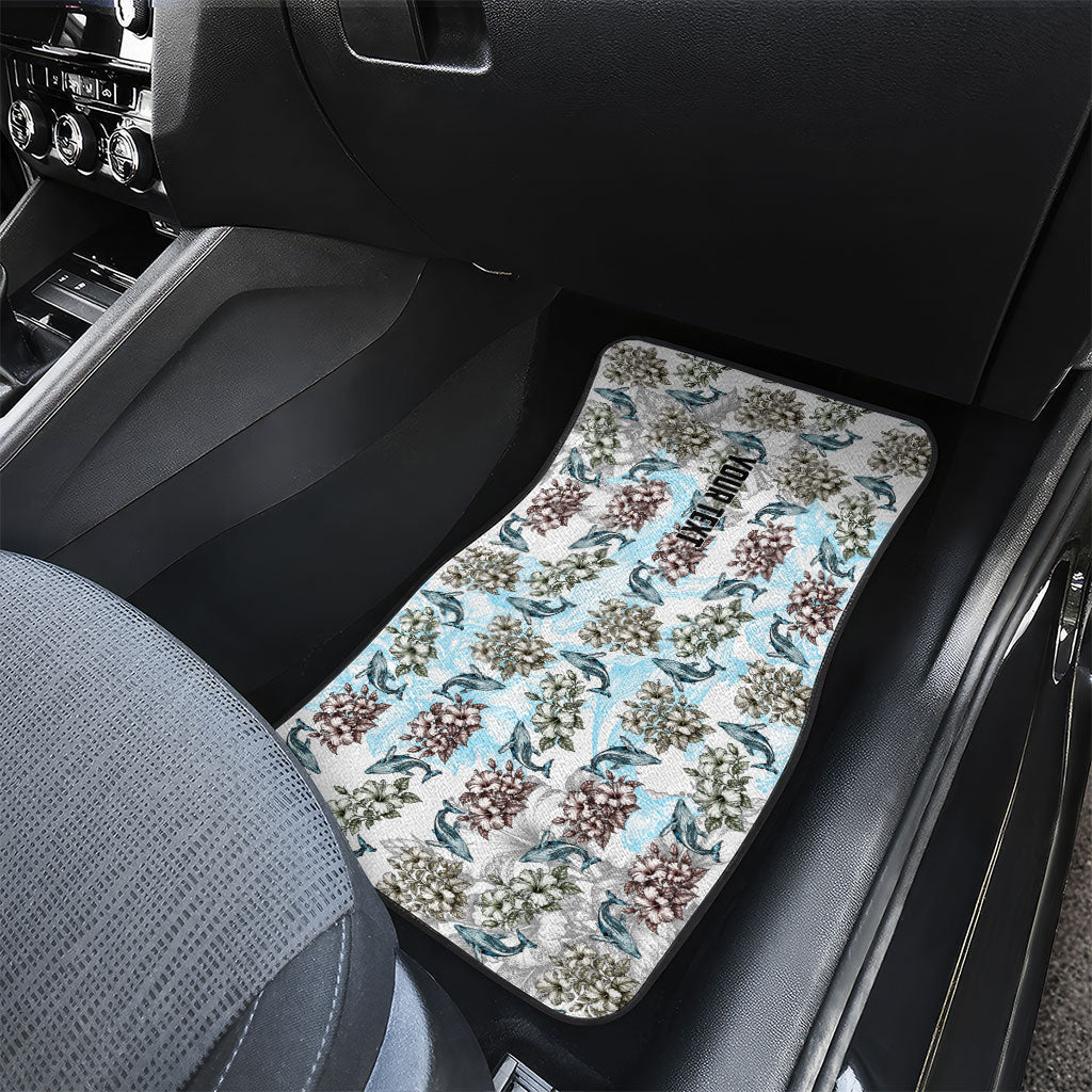 Personalized Masefau American Samoa Car Mats Vintage Whale Hibiscus Ocean Waves