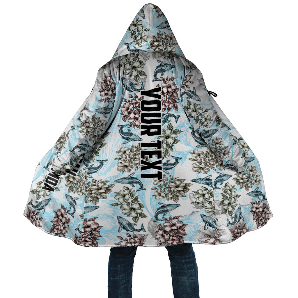 Personalized Masefau American Samoa Cloak Vintage Whale Hibiscus Ocean Waves