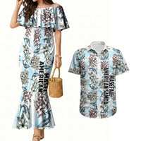 Personalized Masefau American Samoa Couples Matching Mermaid Dress and Hawaiian Shirt Vintage Whale Hibiscus Ocean Waves