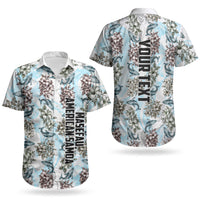 Personalized Masefau American Samoa Couples Matching Off Shoulder Short Dress and Hawaiian Shirt Vintage Whale Hibiscus Ocean Waves