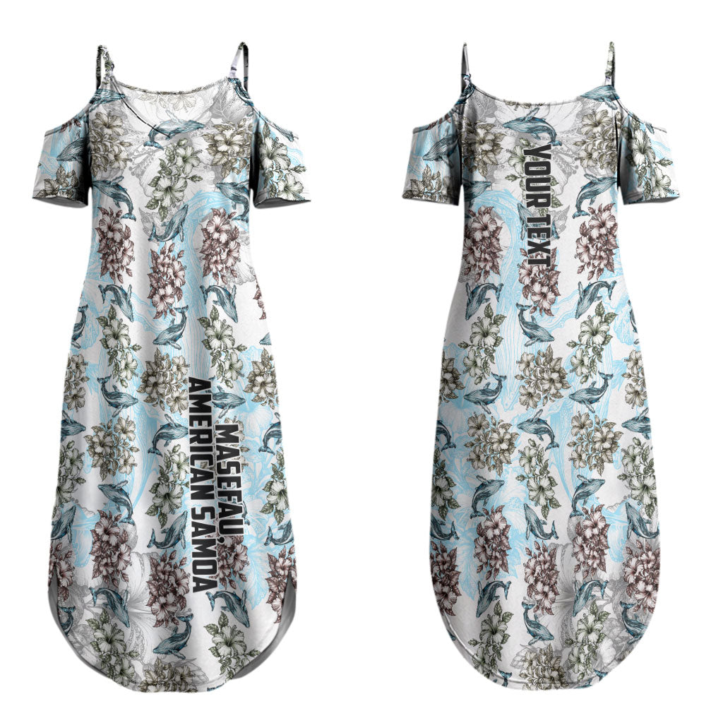 Personalized Masefau American Samoa Couples Matching Summer Maxi Dress and Hawaiian Shirt Vintage Whale Hibiscus Ocean Waves
