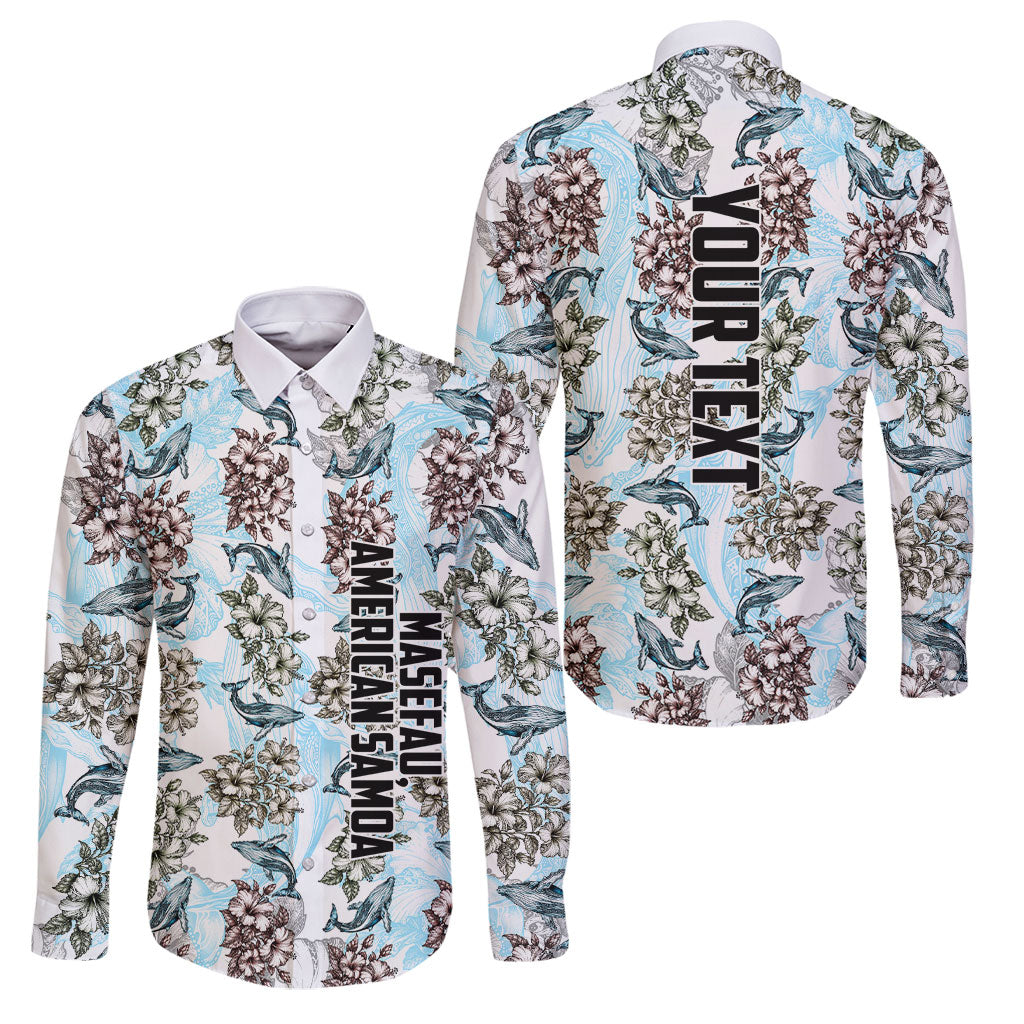 Personalized Masefau American Samoa Family Matching Long Sleeve Bodycon Dress and Hawaiian Shirt Vintage Whale Hibiscus Ocean Waves