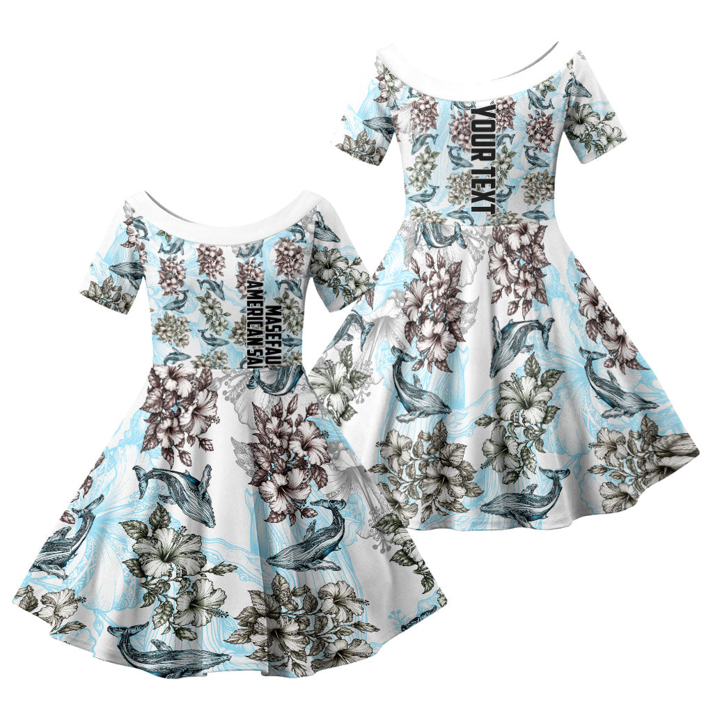 Personalized Masefau American Samoa Family Matching Mermaid Dress and Hawaiian Shirt Vintage Whale Hibiscus Ocean Waves