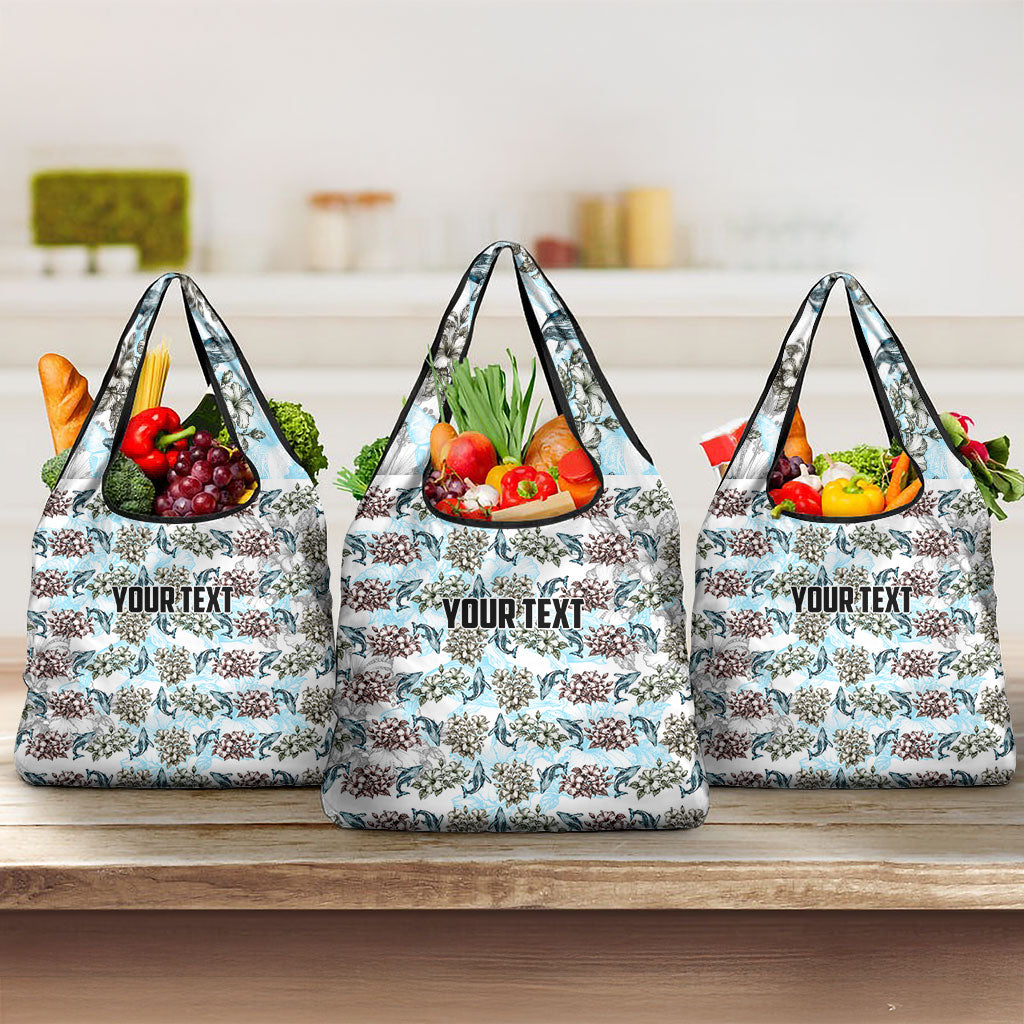 Personalized Masefau American Samoa Grocery Bag Vintage Whale Hibiscus Ocean Waves