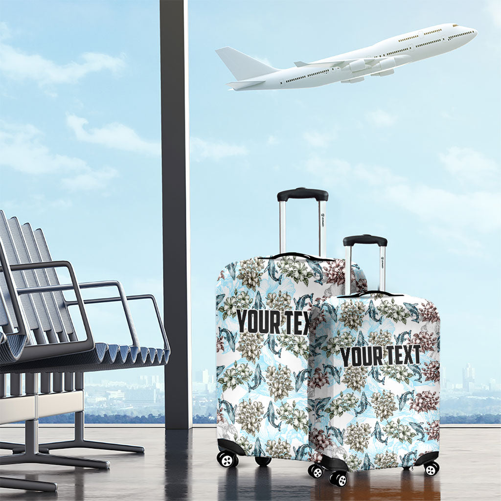 Personalized Masefau American Samoa Luggage Cover Vintage Whale Hibiscus Ocean Waves