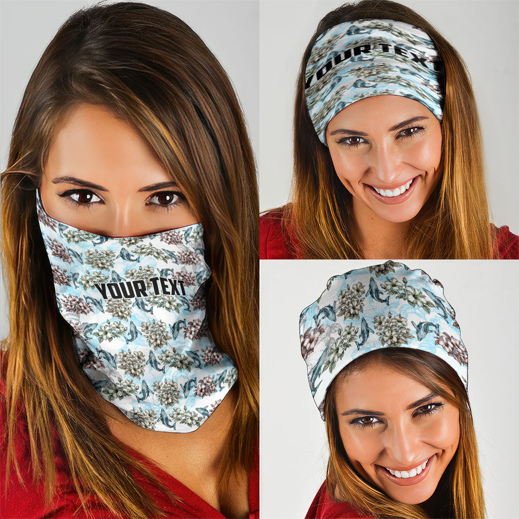Personalized Masefau American Samoa Neck Gaiter Vintage Whale Hibiscus Ocean Waves