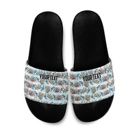 Personalized Masefau American Samoa Slide Sandals Vintage Whale Hibiscus Ocean Waves