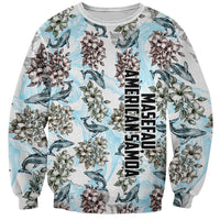 Personalized Masefau American Samoa Sweatshirt Vintage Whale Hibiscus Ocean Waves