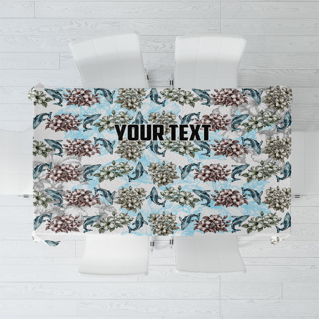 Personalized Masefau American Samoa Tablecloth Vintage Whale Hibiscus Ocean Waves