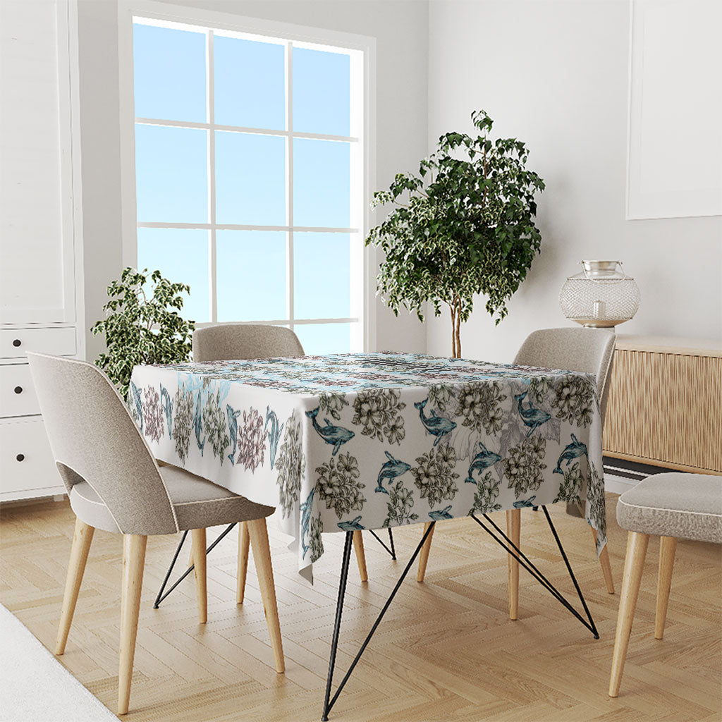Personalized Masefau American Samoa Tablecloth Vintage Whale Hibiscus Ocean Waves