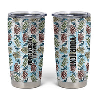 Personalized Masefau American Samoa Tumbler Cup Vintage Whale Hibiscus Ocean Waves