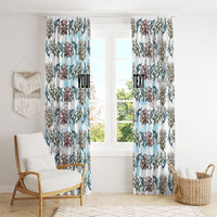 Personalized Masefau American Samoa Window Curtain Vintage Whale Hibiscus Ocean Waves