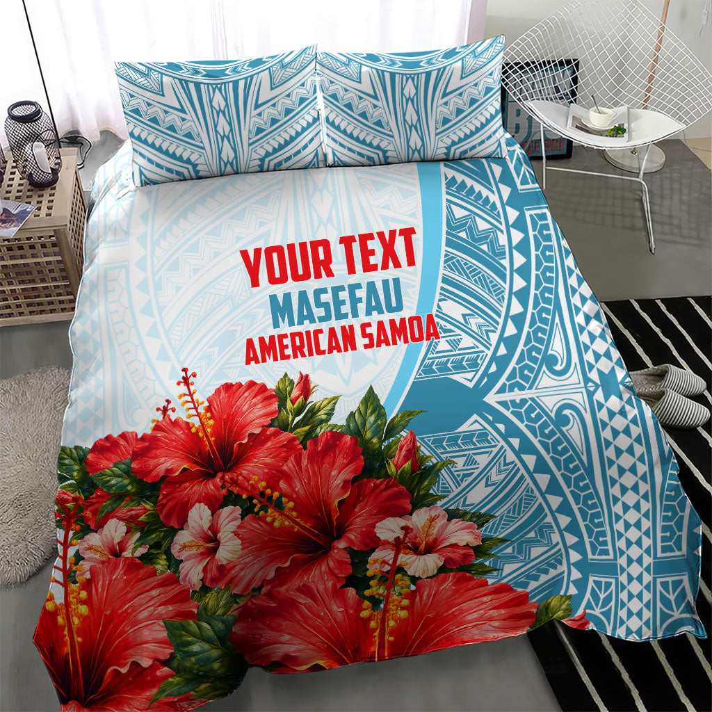 Personalized American Samoa Masefau Bedding Set Hibiscus Tropical Floral Whale Polynesian Tribal Pattern