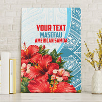 Personalized American Samoa Masefau Canvas Wall Art Hibiscus Tropical Floral Whale Polynesian Tribal Pattern