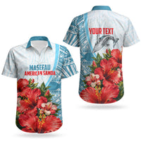 Personalized American Samoa Masefau Couples Matching Mermaid Dress and Hawaiian Shirt Hibiscus Tropical Floral Whale Polynesian Tribal Pattern