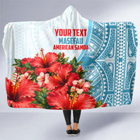 Personalized American Samoa Masefau Hooded Blanket Hibiscus Tropical Floral Whale Polynesian Tribal Pattern