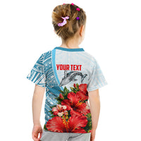 Personalized American Samoa Masefau Kid T Shirt Hibiscus Tropical Floral Whale Polynesian Tribal Pattern