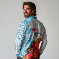 Personalized American Samoa Masefau Long Sleeve Polo Shirt Hibiscus Tropical Floral Whale Polynesian Tribal Pattern