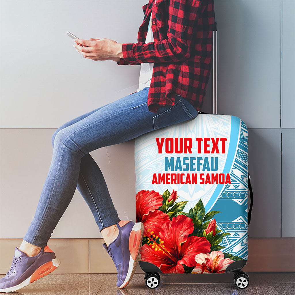 Personalized American Samoa Masefau Luggage Cover Hibiscus Tropical Floral Whale Polynesian Tribal Pattern