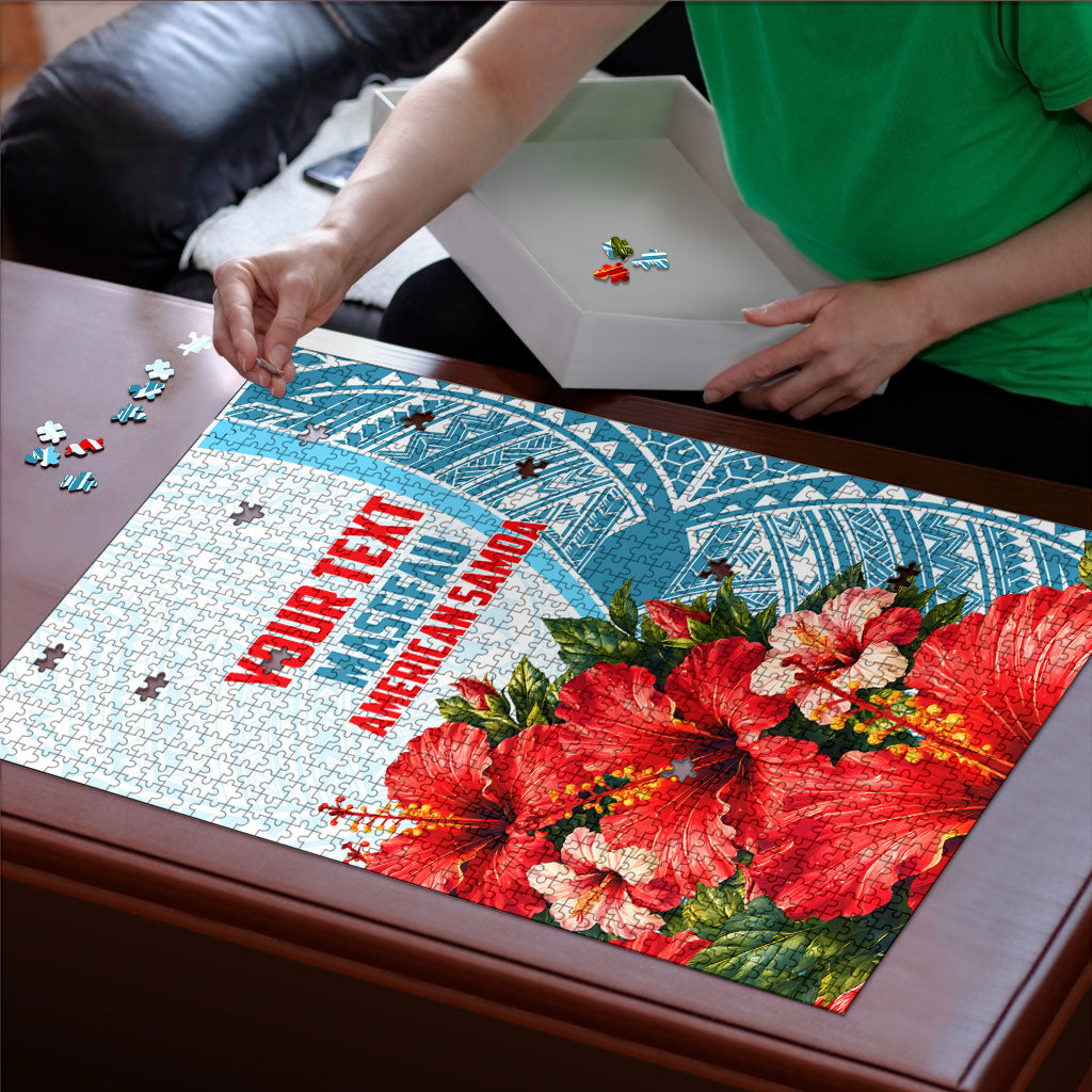 Personalized American Samoa Masefau Puzzle Hibiscus Tropical Floral Whale Polynesian Tribal Pattern