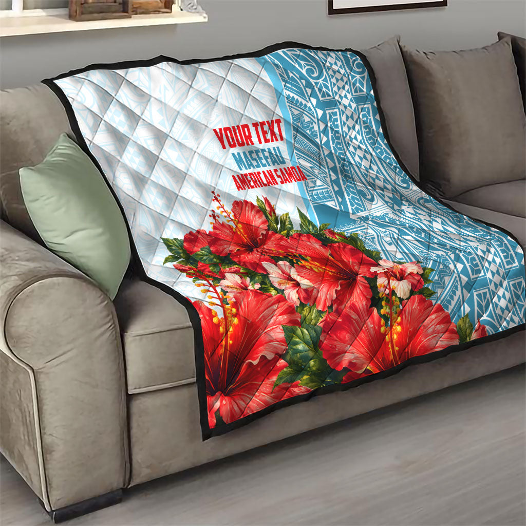 Personalized American Samoa Masefau Quilt Hibiscus Tropical Floral Whale Polynesian Tribal Pattern