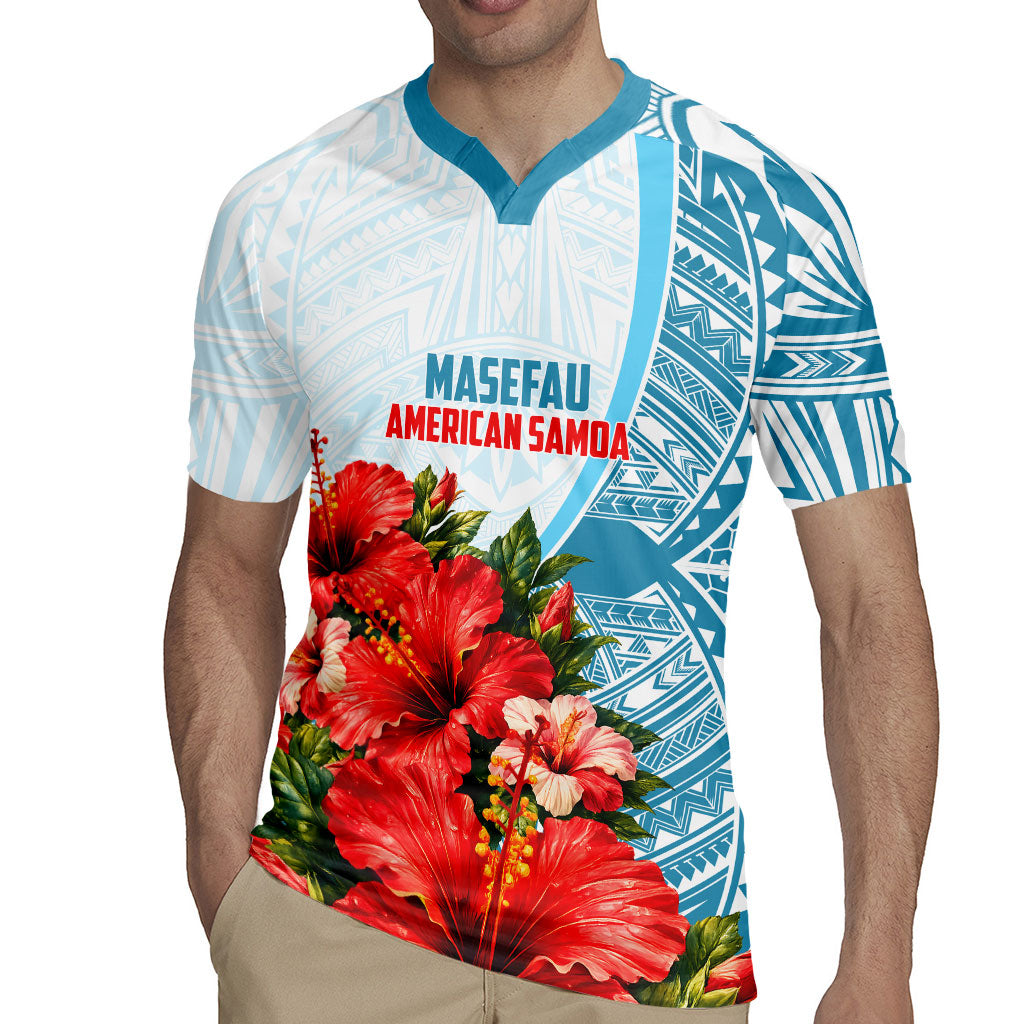 Personalized American Samoa Masefau Rugby Jersey Hibiscus Tropical Floral Whale Polynesian Tribal Pattern